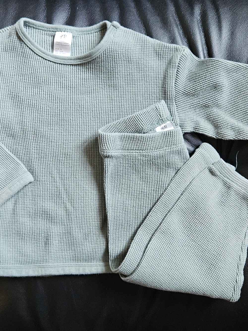 H&M Kids Sage Green Waffle Knit Set